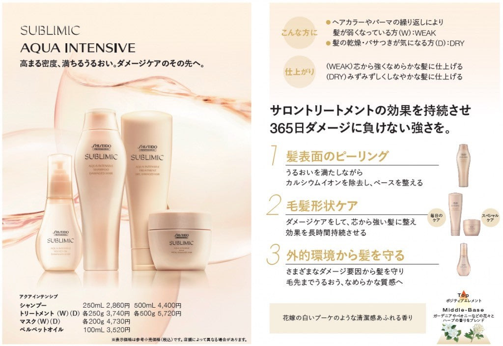 SUBLIMIC アクアインテンシブ マスク D：乾燥した髪用